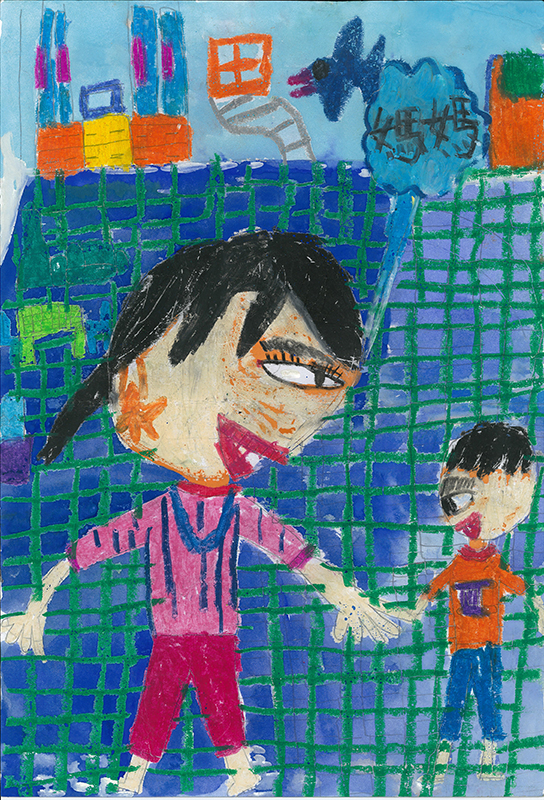 我會叫媽媽。曾博文繪。2015新移民子女創作比賽「多元台灣我的家」繪畫類國小低年級組特優獎作品。賽珍珠基金會提供