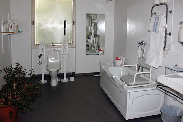 瑞典短期照顧中心的無障礙衛浴設備，讓肢體不便者方便使用。陳欽春攝